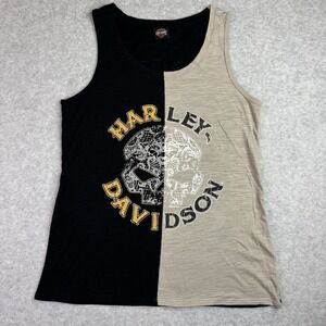 Harley Davidson Willie G Skull Muscle Tank Top Mens XS El Paso Tx Black/Tan READ